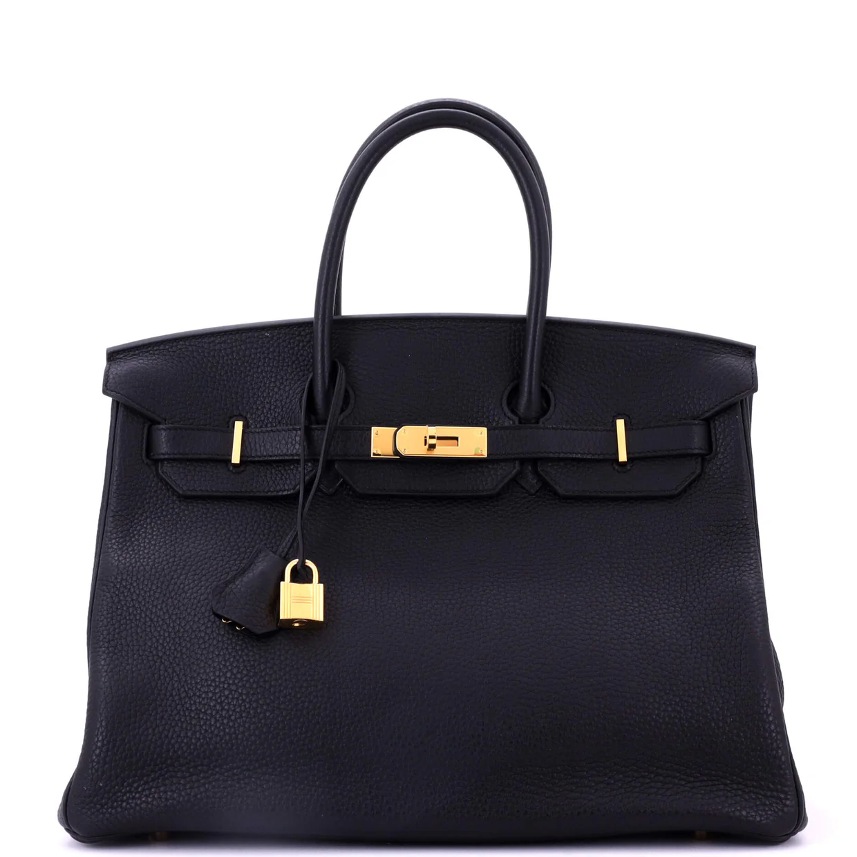 Birkin Handbag Noir Clemence with Gold Hardware 35 - Deep Luxury