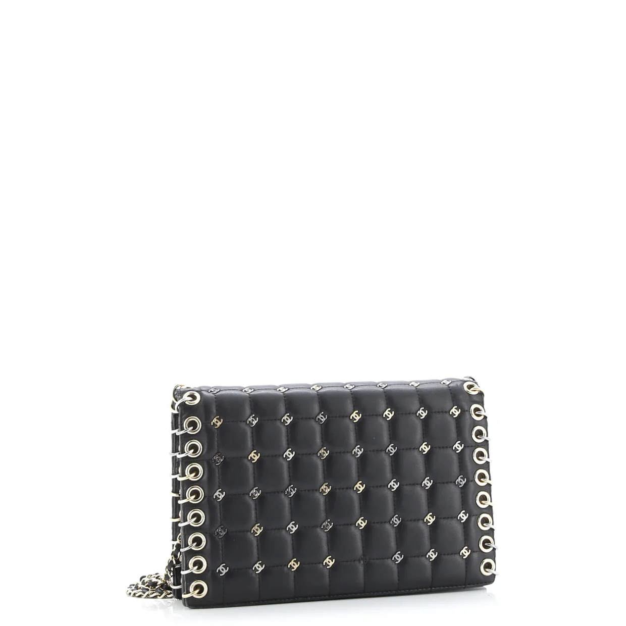 Metal CC Signature Clutch on Chain Embellished Quilted Leather Small - Deep Luxury