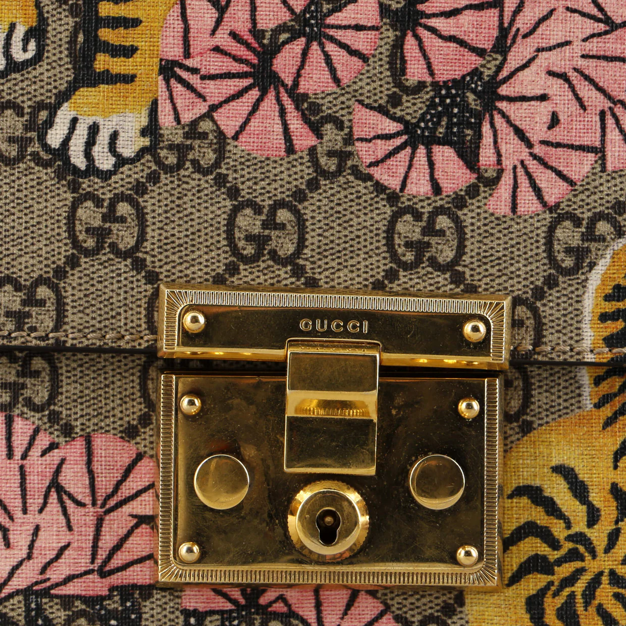 Padlock Shoulder Bag Bengal Print GG Coated Canvas Medium - Deep Luxury