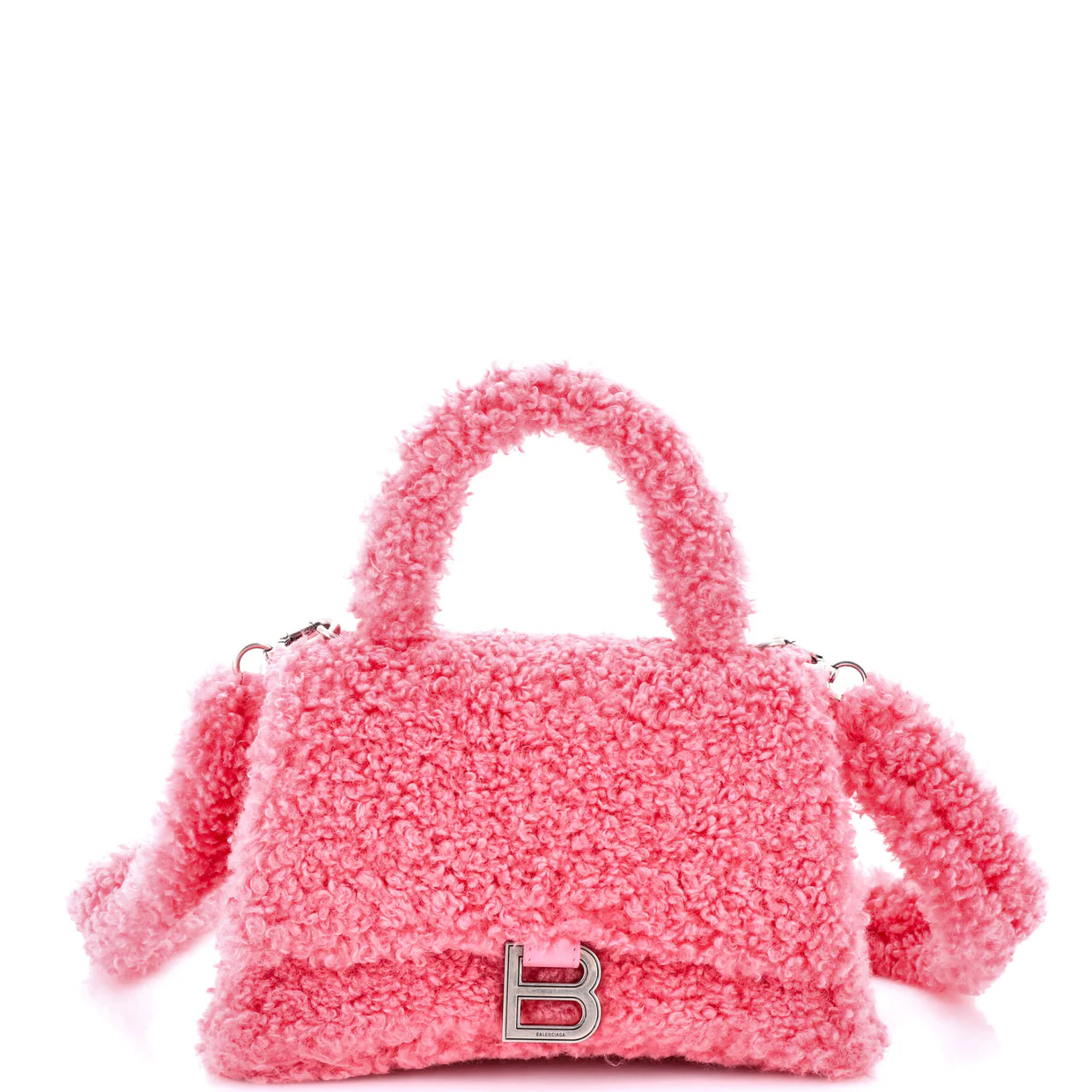 Fluffy Hourglass Top Handle Bag Faux Fur Small - Deep Luxury