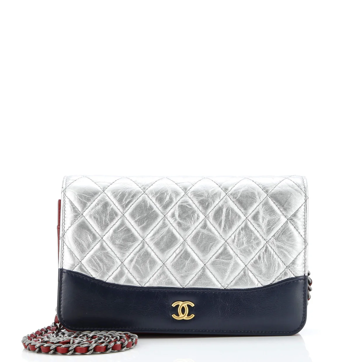 Gabrielle Wallet on Chain Quilted Aged Calfskin - Deep Luxury