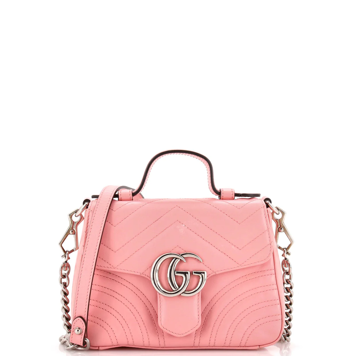 GG Marmont Top Handle Flap Bag Matelasse Leather Mini - Deep Luxury