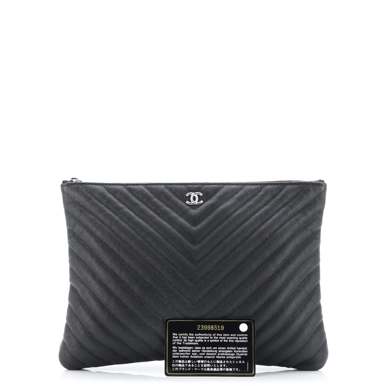 O Case Clutch Chevron Caviar Medium - Deep Luxury