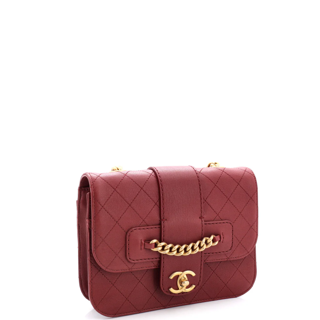 Front Chain Flap Bag Quilted Sheepskin Medium - Deep Luxury