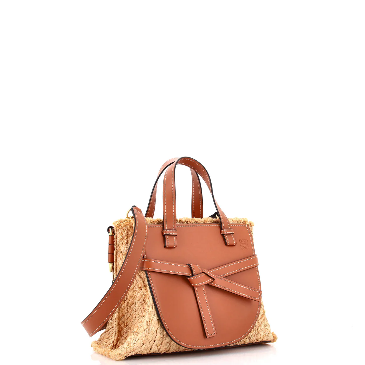 Gate Tote Leather and Straw Small - Deep Luxury