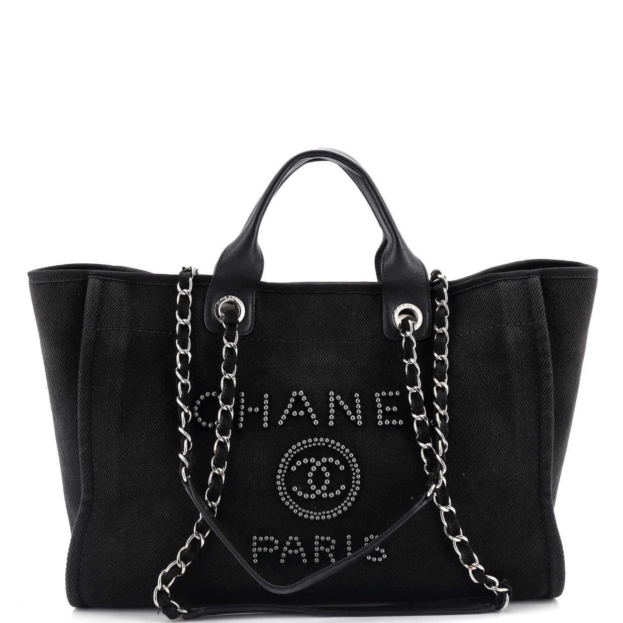 Deauville Tote Pearl Embellished Canvas Medium - Deep Luxury