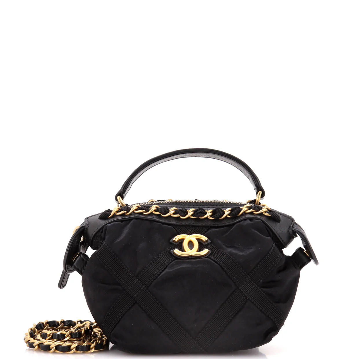 Top Handle Clutch with Chain Nylon with Grosgrain Mini - Deep Luxury