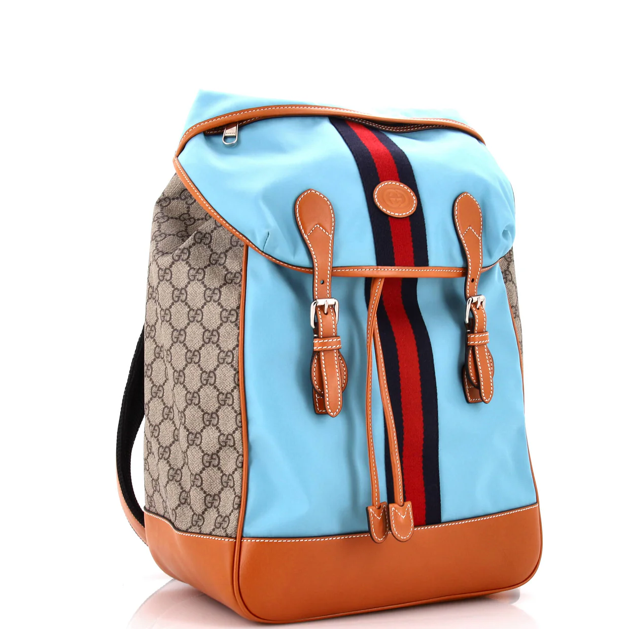 Interlocking G Patch Flap Buckle Backpack Nylon and GG Coated Canvas - Deep Luxury
