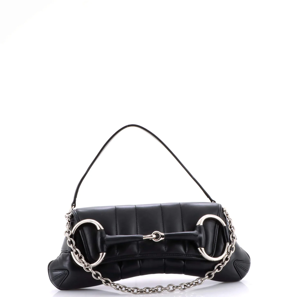 Horsebit Chain Shoulder Bag Vertical Quilted Leather Medium - Deep Luxury