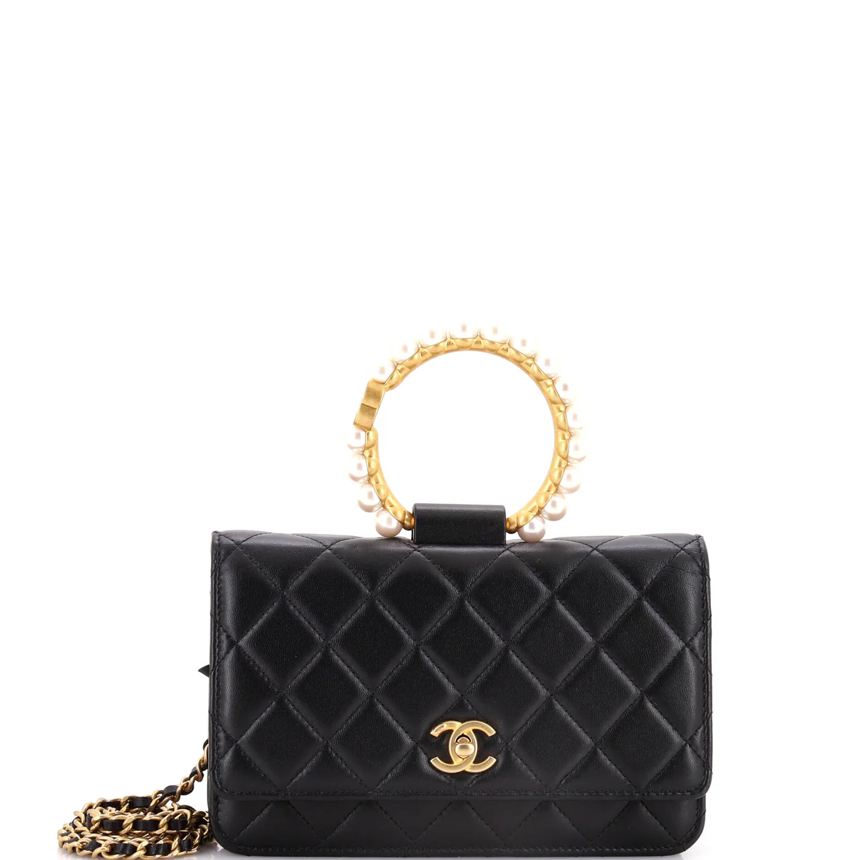 Pearl Crown Wallet on Chain Quilted Lambskin - Deep Luxury