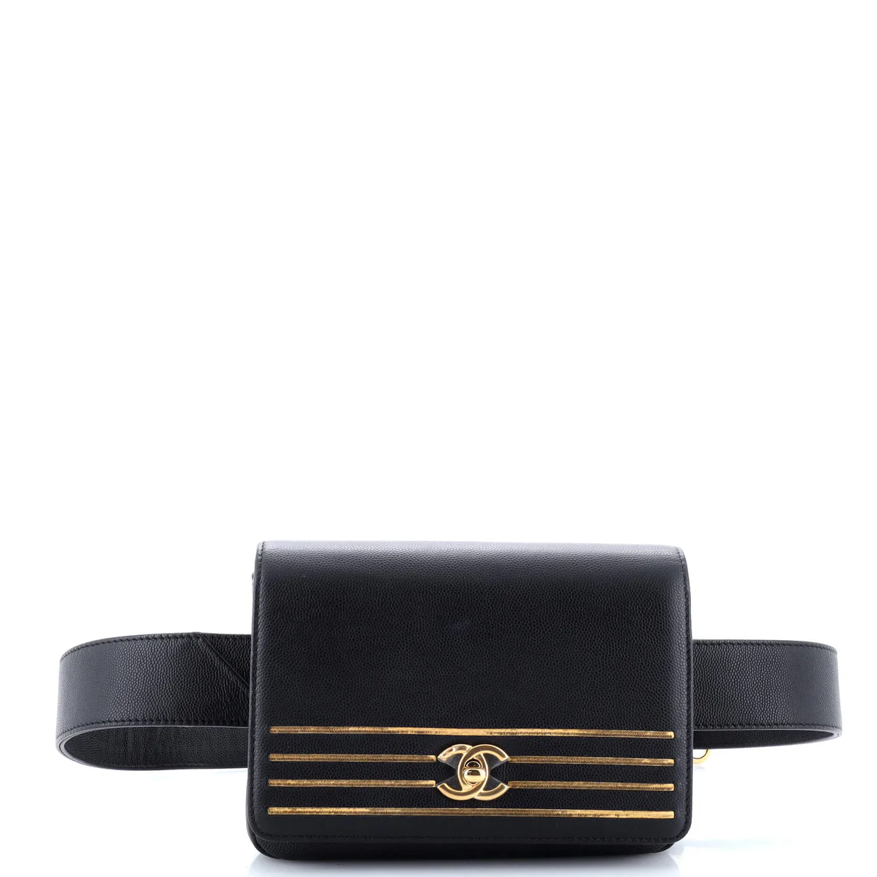 Captain Gold Waist Bag Embroidered Caviar Medium - Deep Luxury