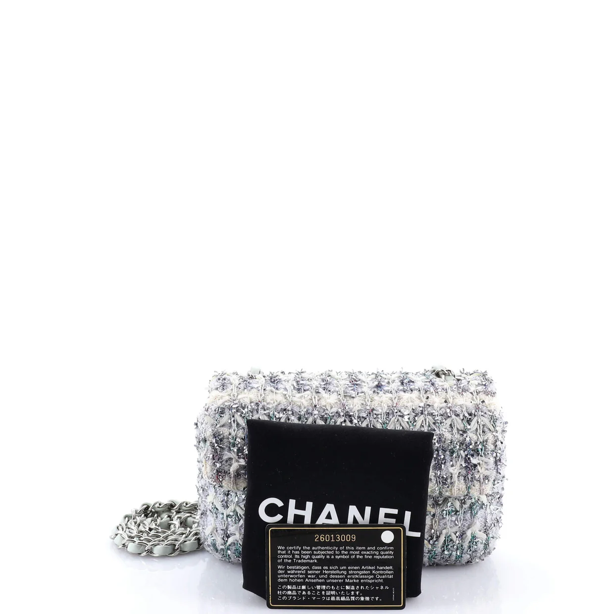 Classic Single Flap Bag Quilted Tweed and Ribbon Mini - Deep Luxury