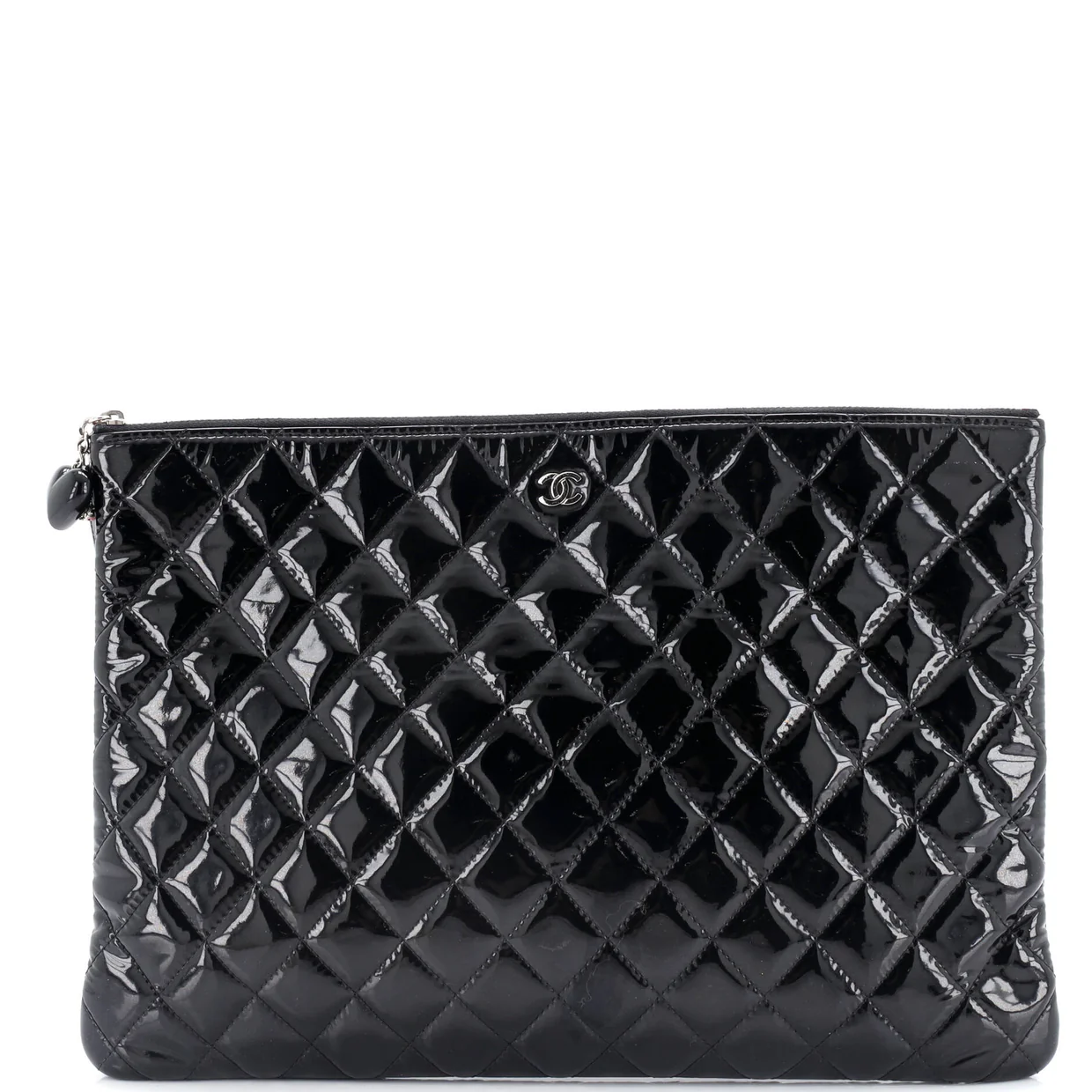 Valentine Hearts O Case Clutch Quilted Patent Large - Deep Luxury