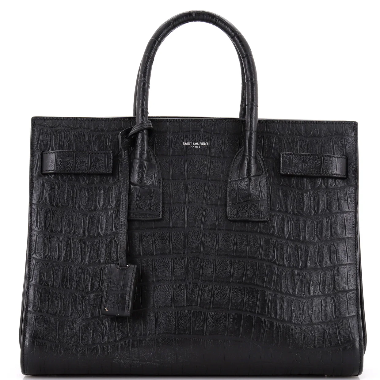 Sac de Jour Bag Crocodile Embossed Leather Small - Deep Luxury