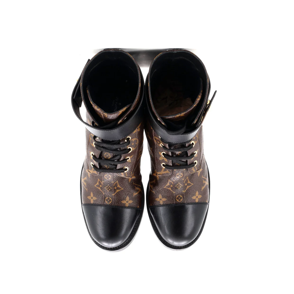 Women's Wonderland Flat Ranger Boots Monogram Canvas and Leather - Deep Luxury