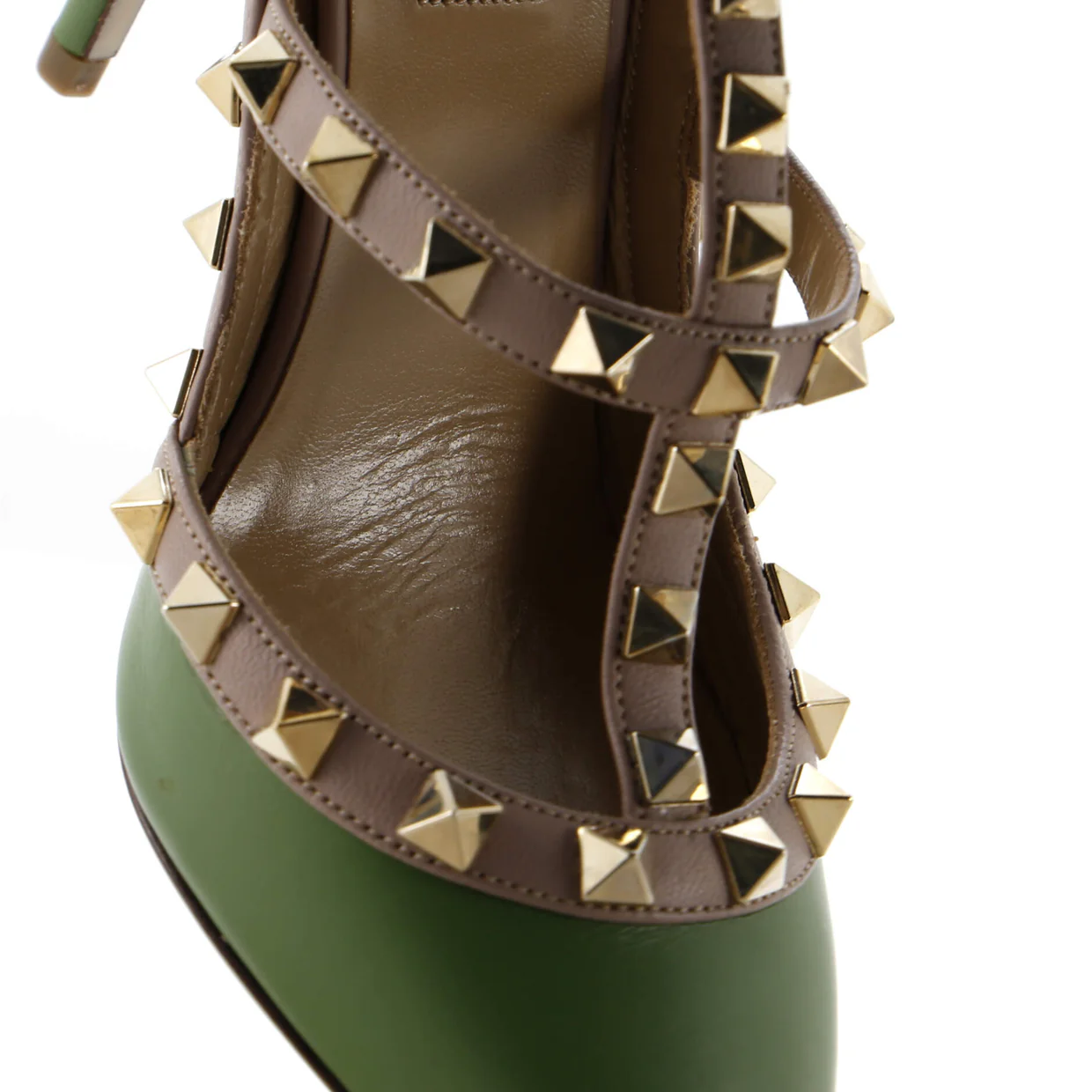 Women's Rockstud Ankle Strap Pumps Leather 100 - Deep Luxury