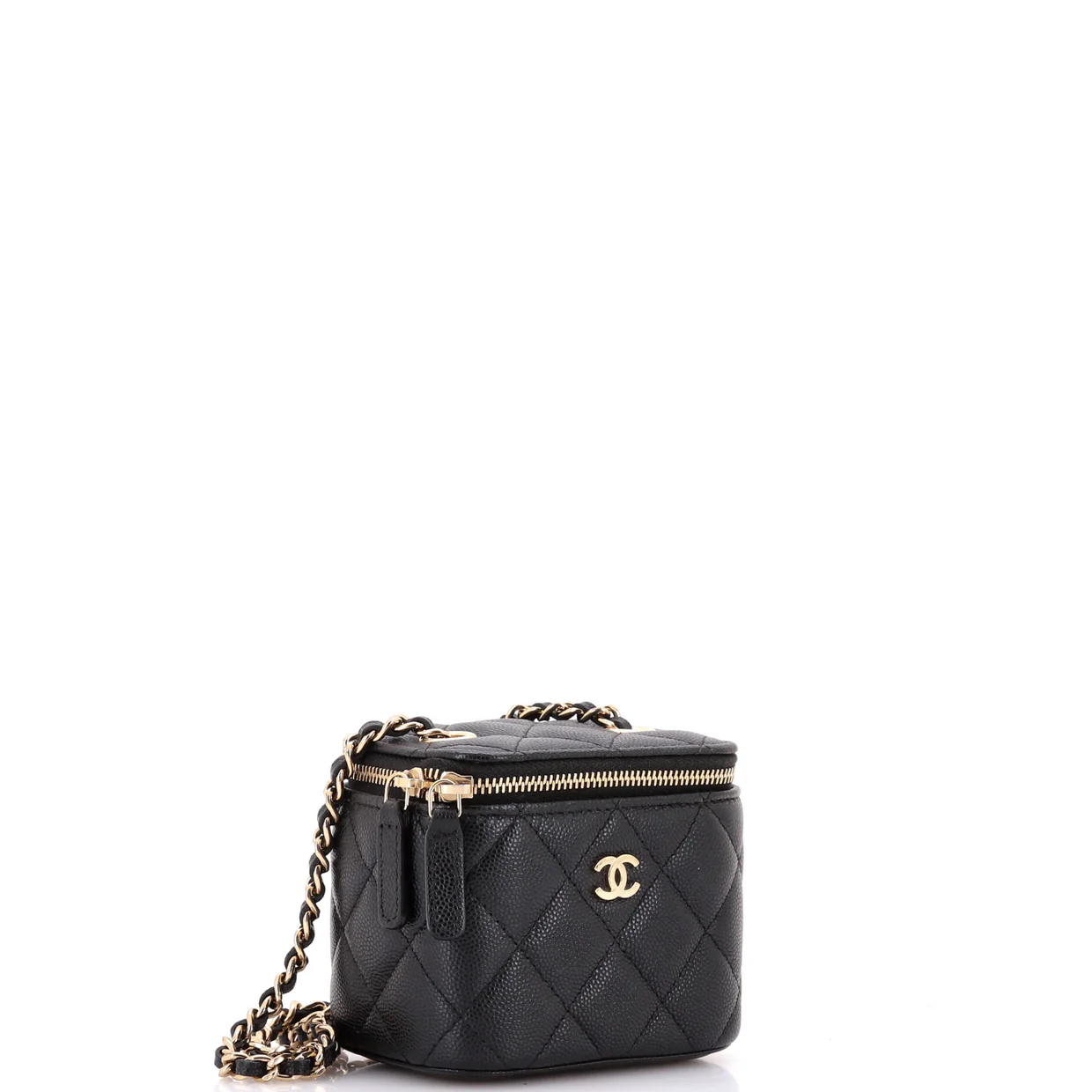 Classic Vanity Case with Chain Quilted Caviar Mini - Deep Luxury
