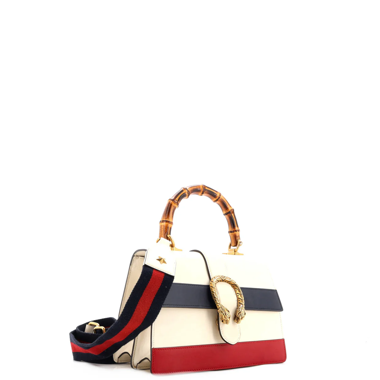 Dionysus Bamboo Top Handle Bag Colorblock Leather Medium - Deep Luxury