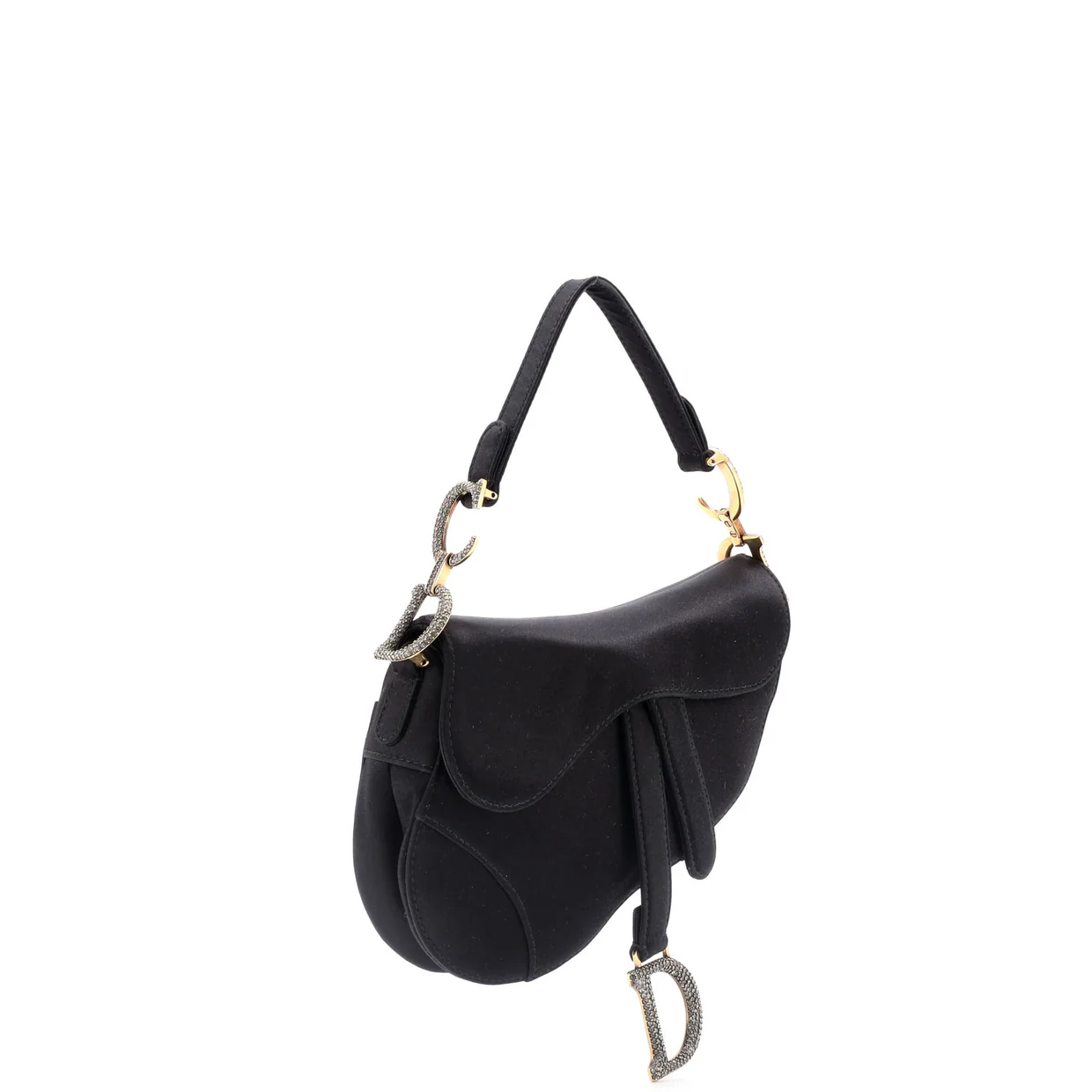 Saddle Handbag Satin with Crystals Mini - Deep Luxury