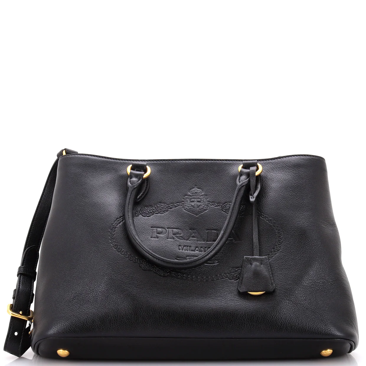 Embossed Logo Convertible Open Tote Glace Calf Medium - Deep Luxury