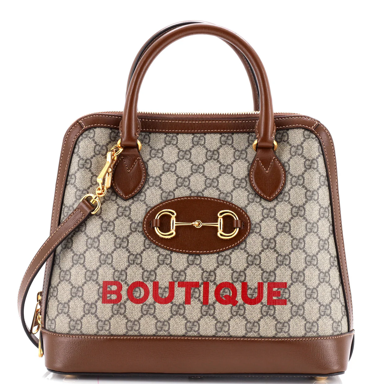 Horsebit 1955 Top Handle Bag Printed GG Coated Canvas and Leather Medium - Deep Luxury