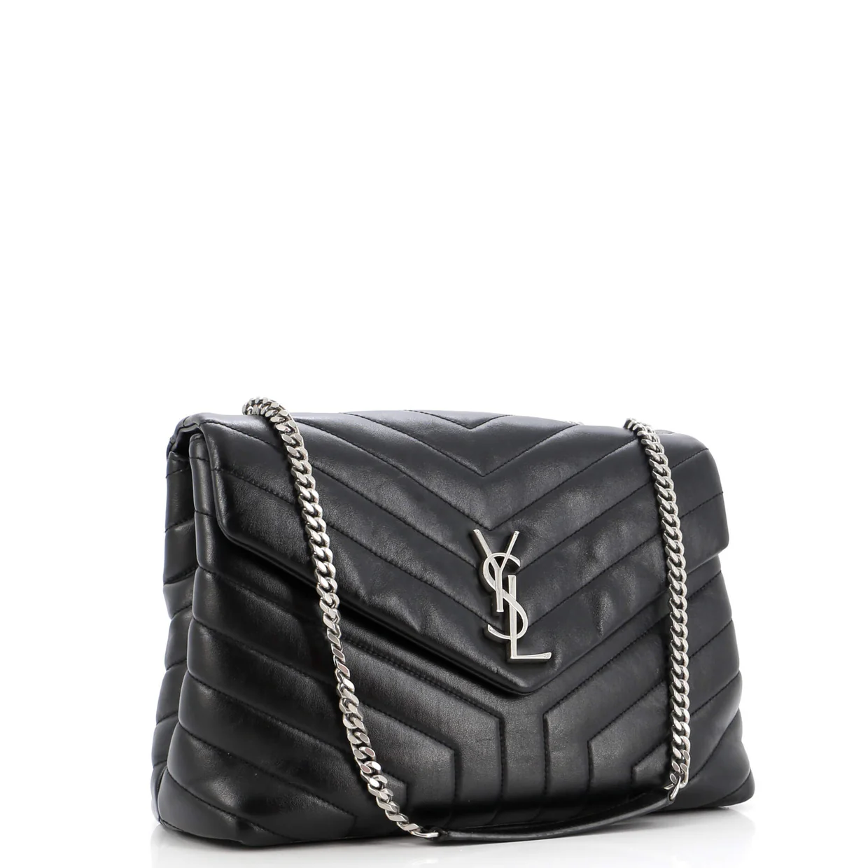 Loulou Shoulder Bag Matelasse Chevron Leather Medium - Deep Luxury