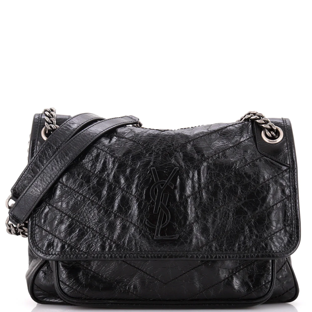 Niki Chain Flap Bag Matelasse Chevron Leather Medium - Deep Luxury