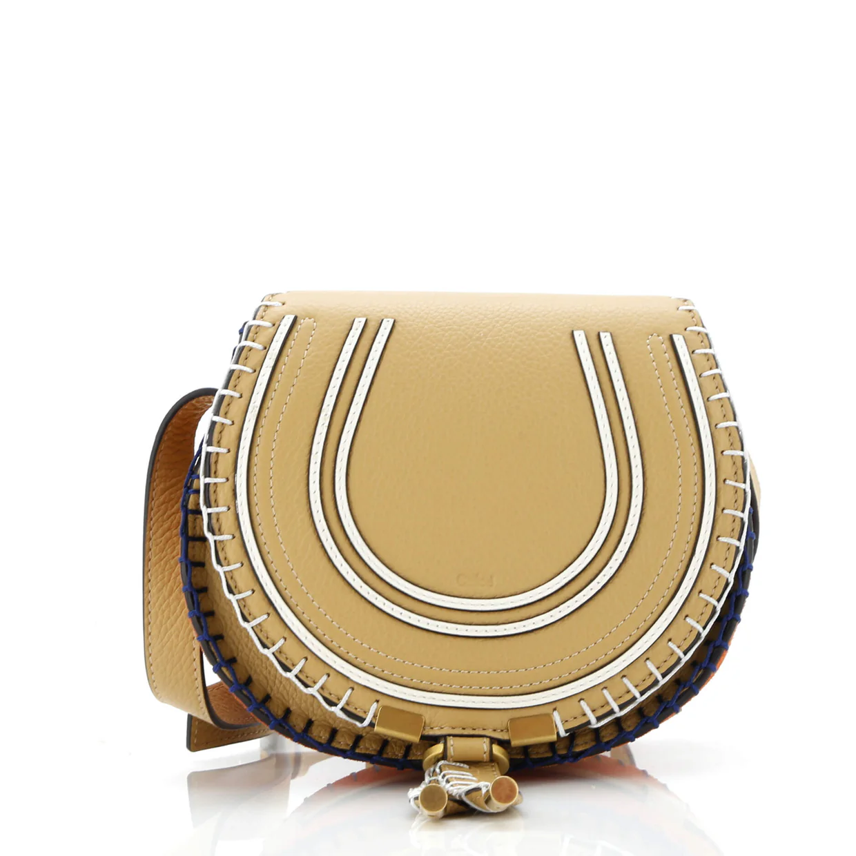 Marcie Crossbody Bag Leather with Constrast Stitch Detail Small - Deep Luxury