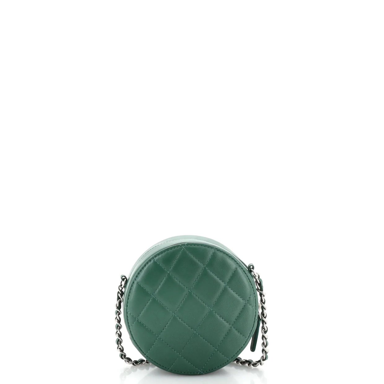 Round Clutch with Chain Quilted Lambskin Mini - Deep Luxury