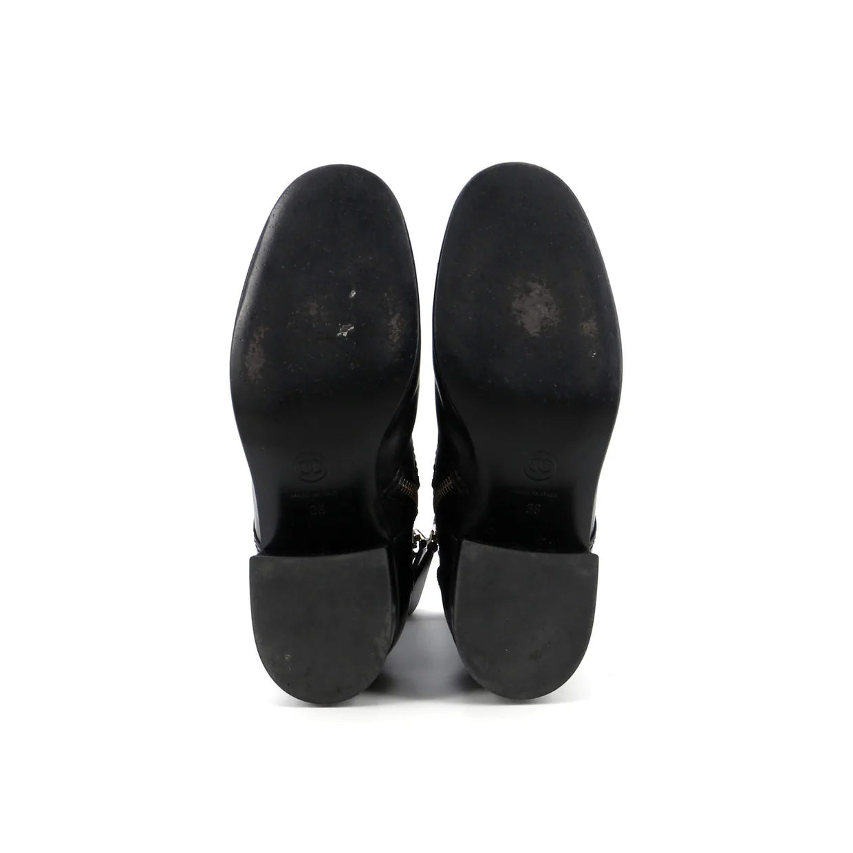 Women's Logo Button Snap Cap Toe Boots Leather with Patent - Deep Luxury