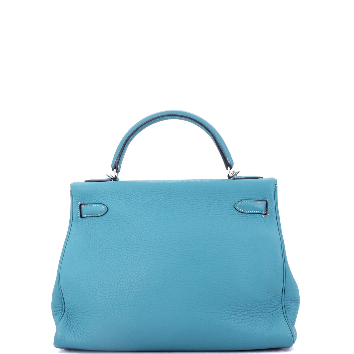 Kelly Handbag Bleu Jean Clemence with Palladium Hardware 32 - Deep Luxury
