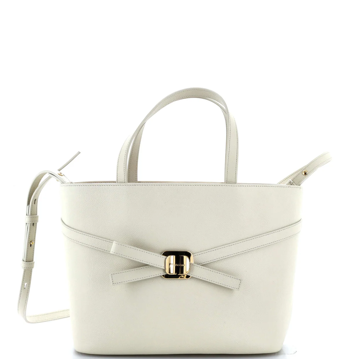 Front Cross Bow Shopper Tote Leather Small - Deep Luxury