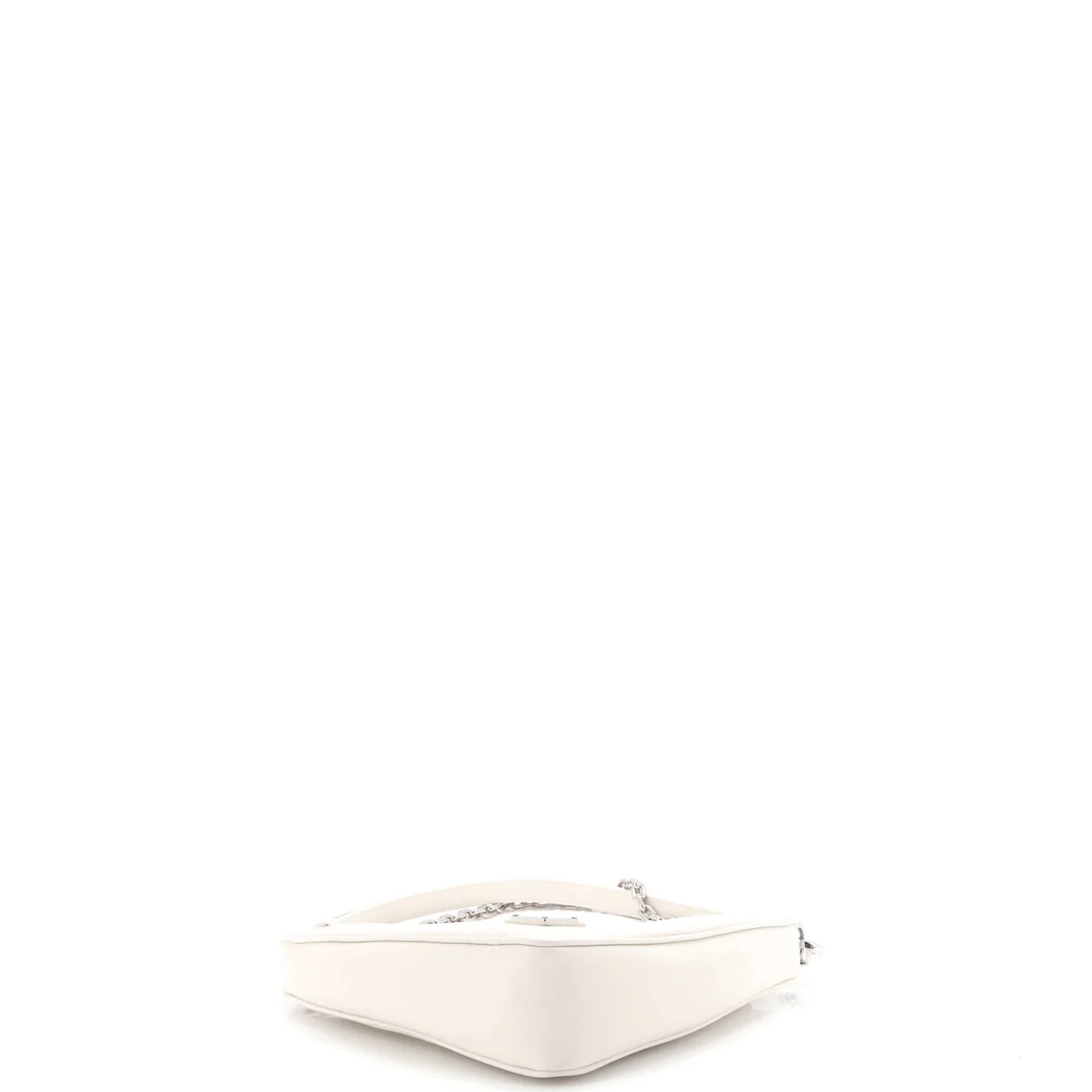 Triangle Logo Zip Chain Crossbody Bag Embossed Leather Small - Deep Luxury
