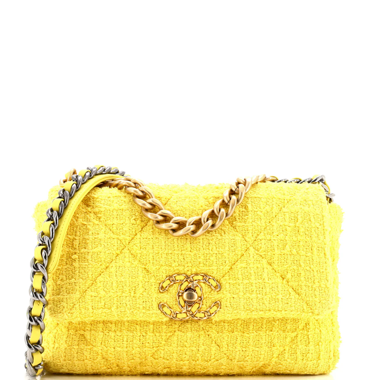 19 Flap Bag Quilted Tweed Medium - Deep Luxury