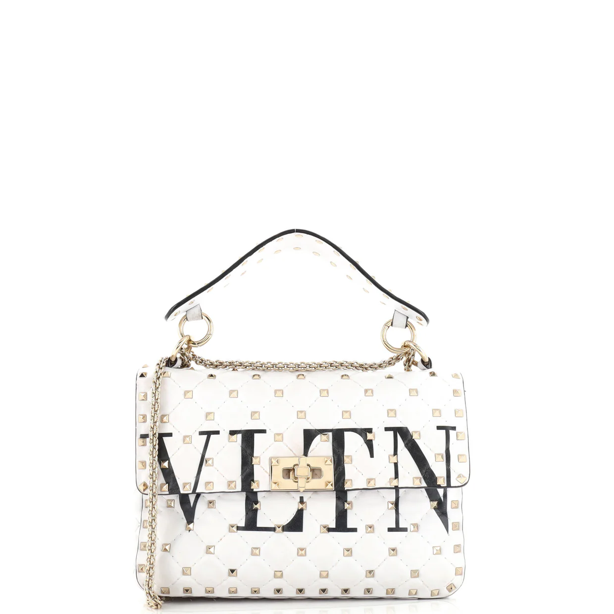 VLTN Rockstud Spike Flap Bag Quilted Leather Medium - Deep Luxury