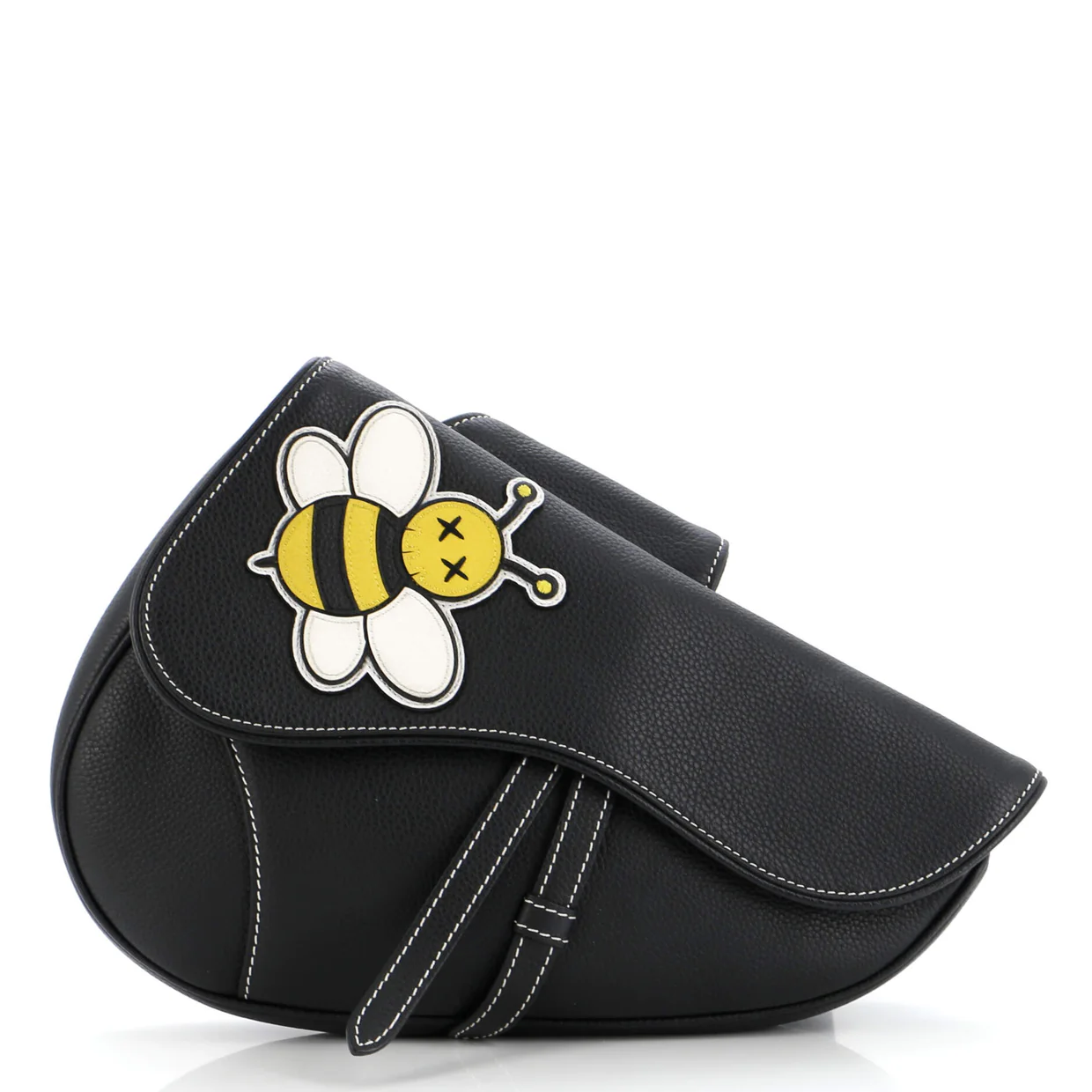 KAWS Saddle Crossbody Bag Leather with Applique - Deep Luxury