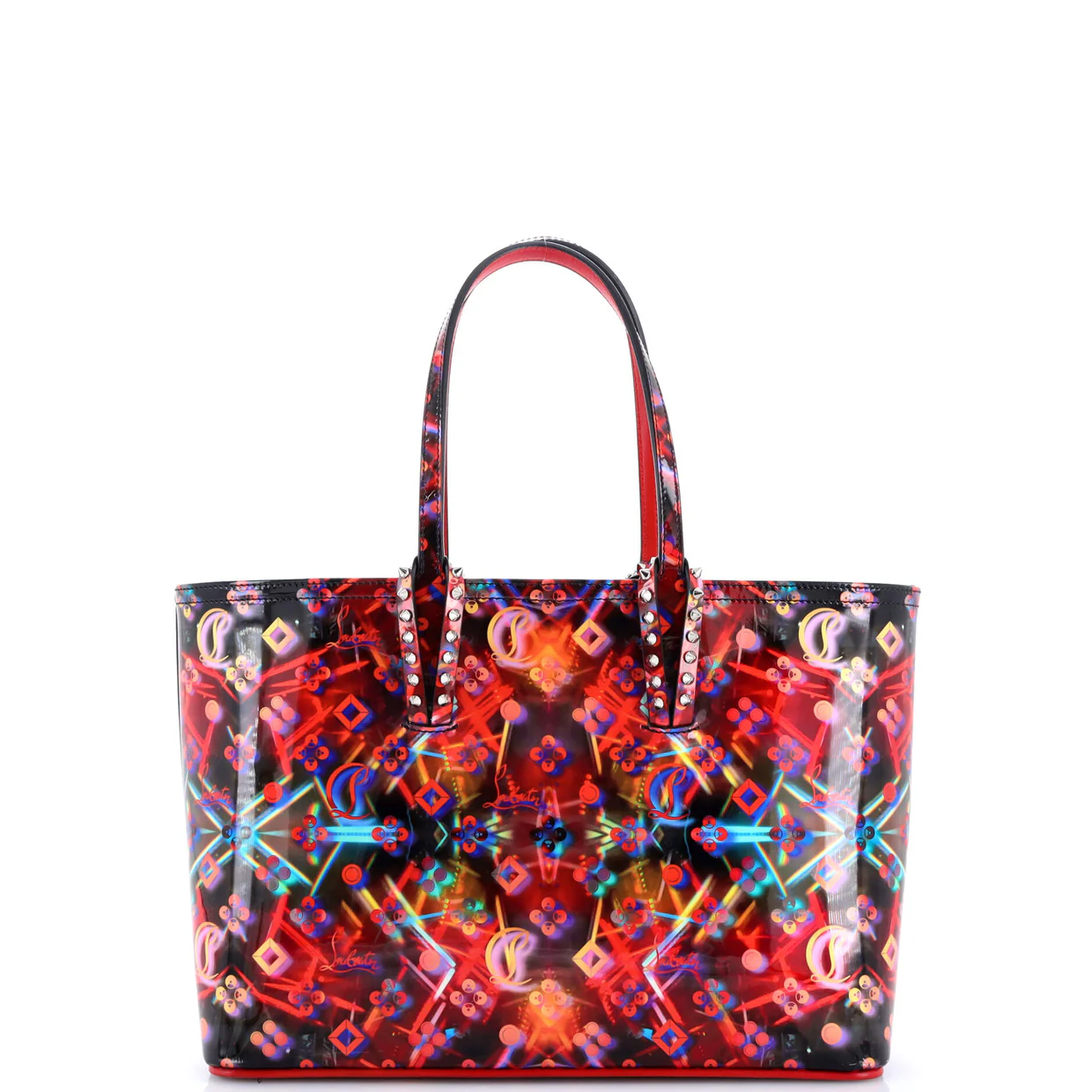Cabata East West Tote Printed Patent Small - Deep Luxury
