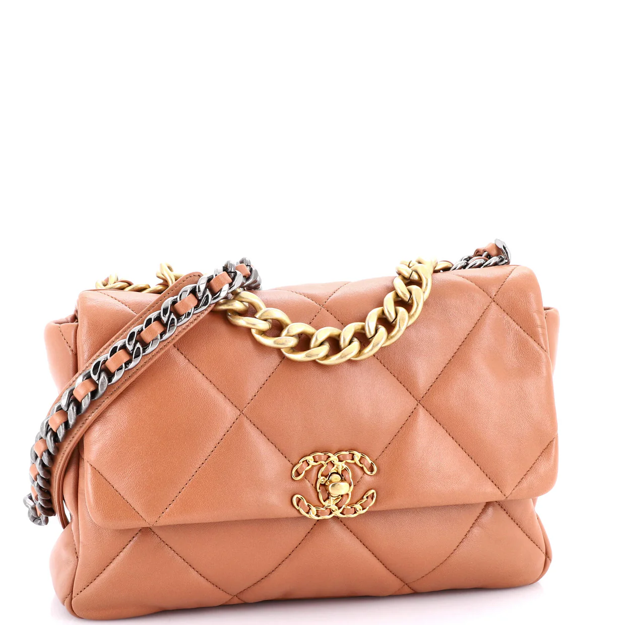19 Flap Bag Quilted Leather Large - Deep Luxury