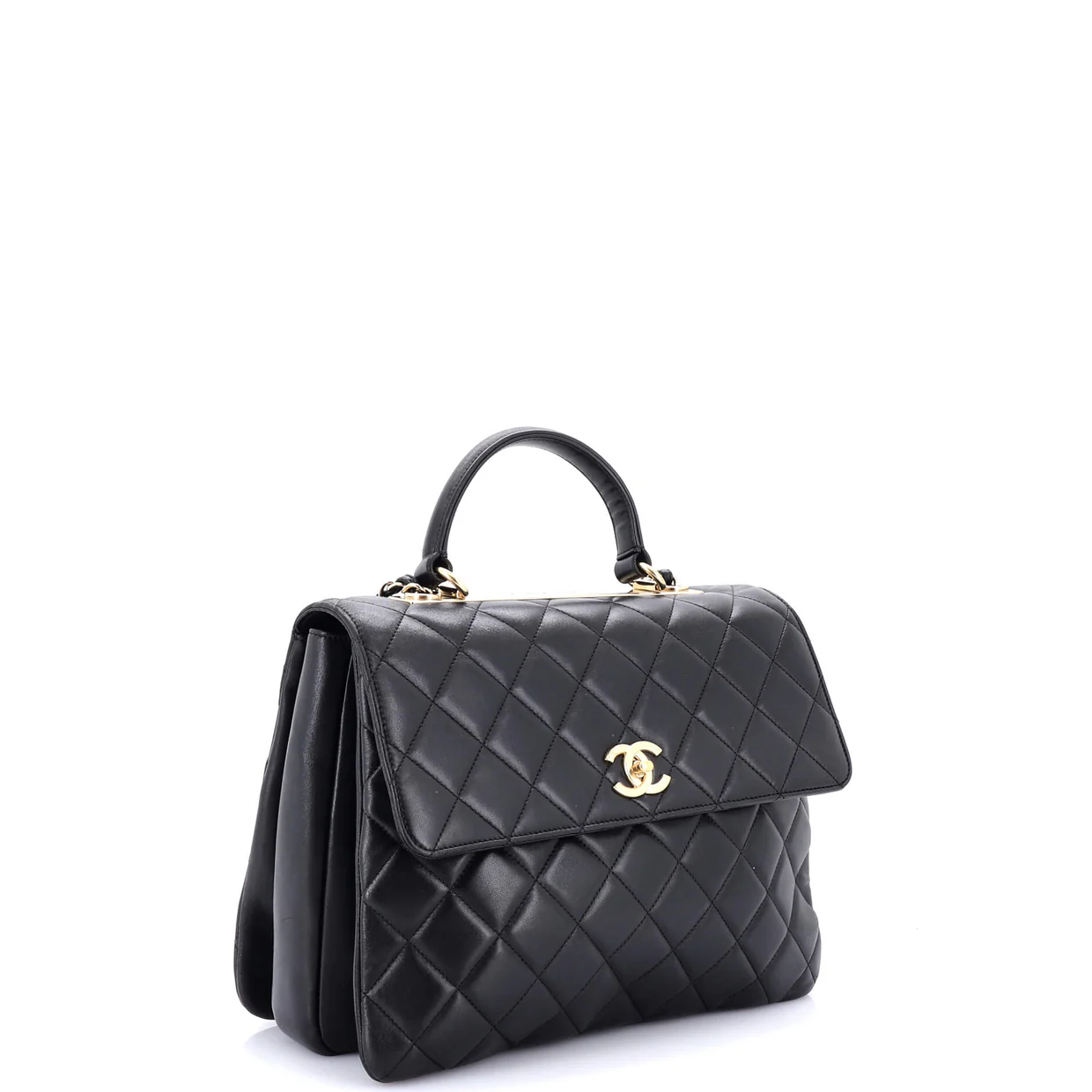 Trendy CC Top Handle Bag Quilted Lambskin Large - Deep Luxury