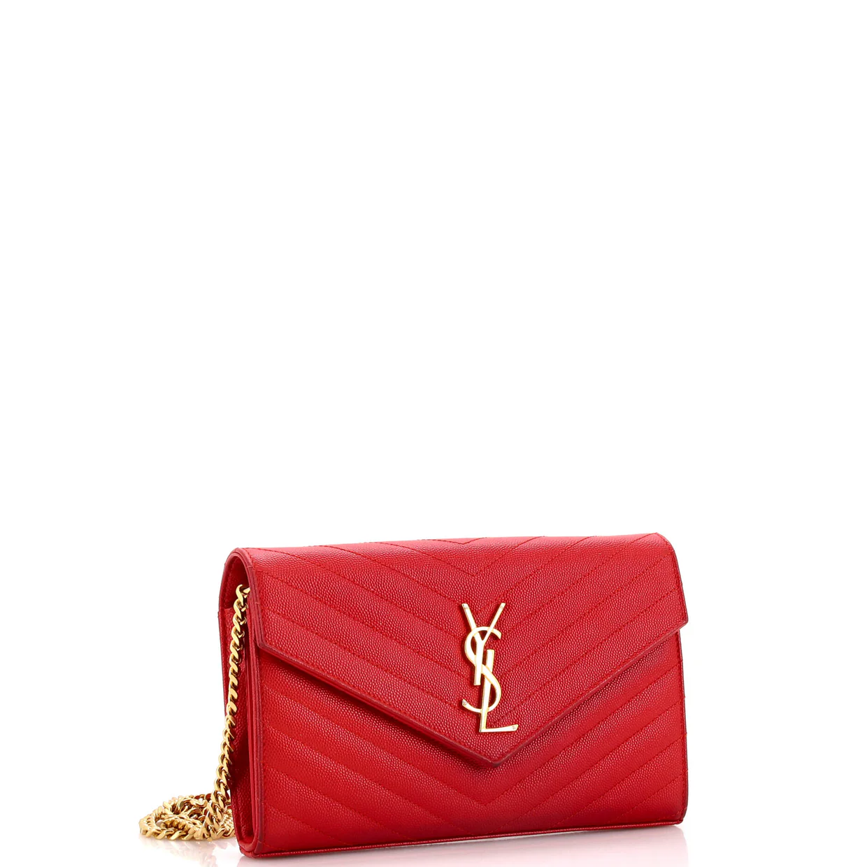 Classic Monogram Wallet on Chain Matelasse Chevron Leather Medium - Deep Luxury