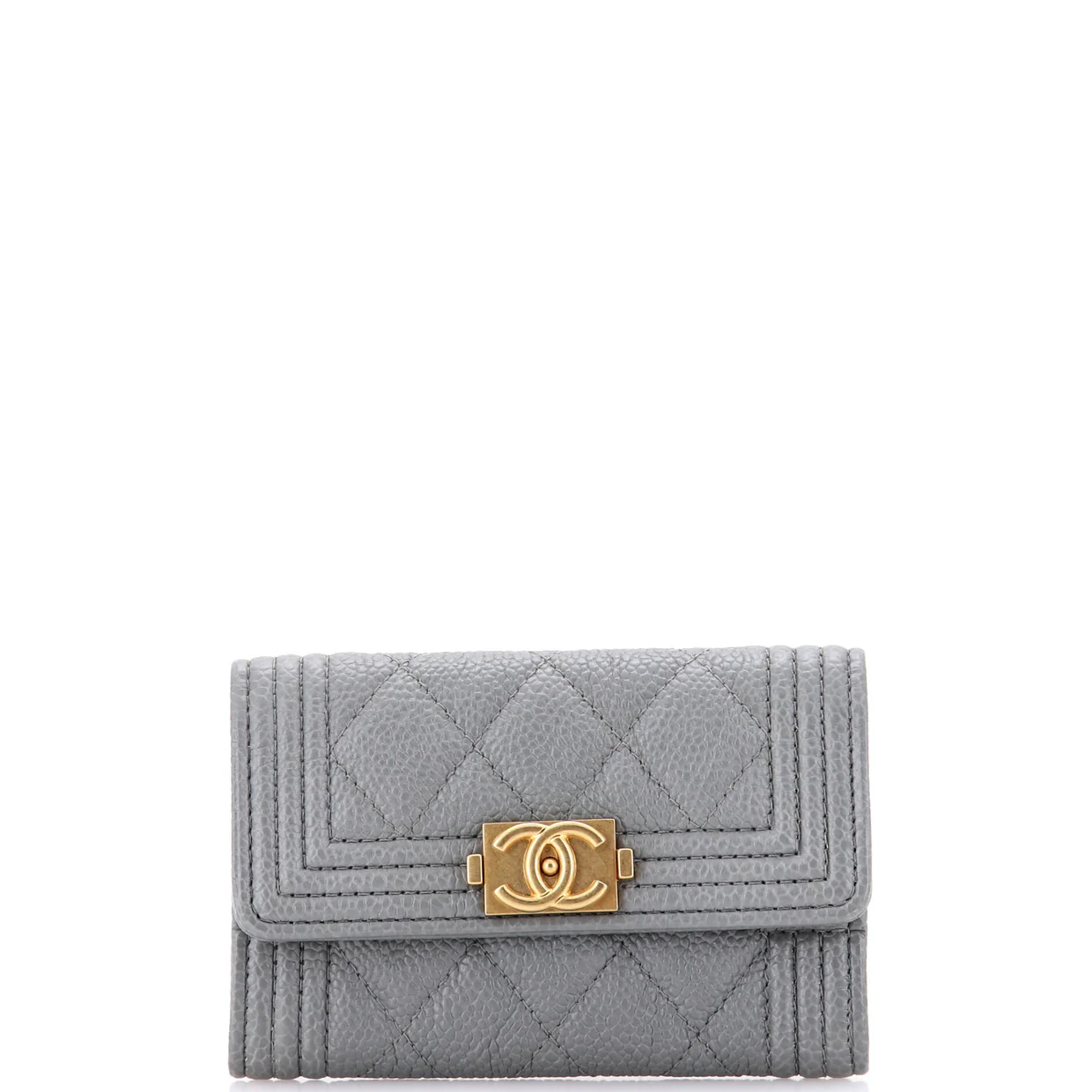 Boy Flap Card Case Quilted Caviar - Deep Luxury