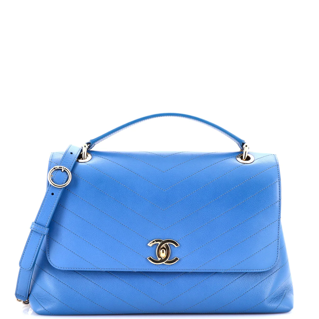 Chevron Chic Top Handle Bag Chevron Calfskin Medium - Deep Luxury