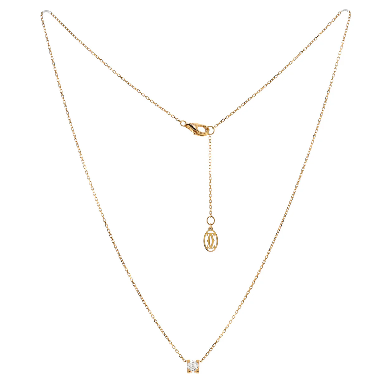 C de Cartier Necklace 18K Rose Gold and Diamond 0.10-0.19CT - Deep Luxury