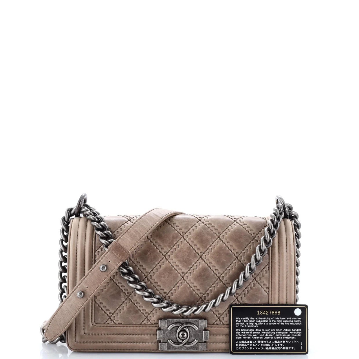 Double Stitch Boy Flap Bag Quilted Calfskin Old Medium - Deep Luxury