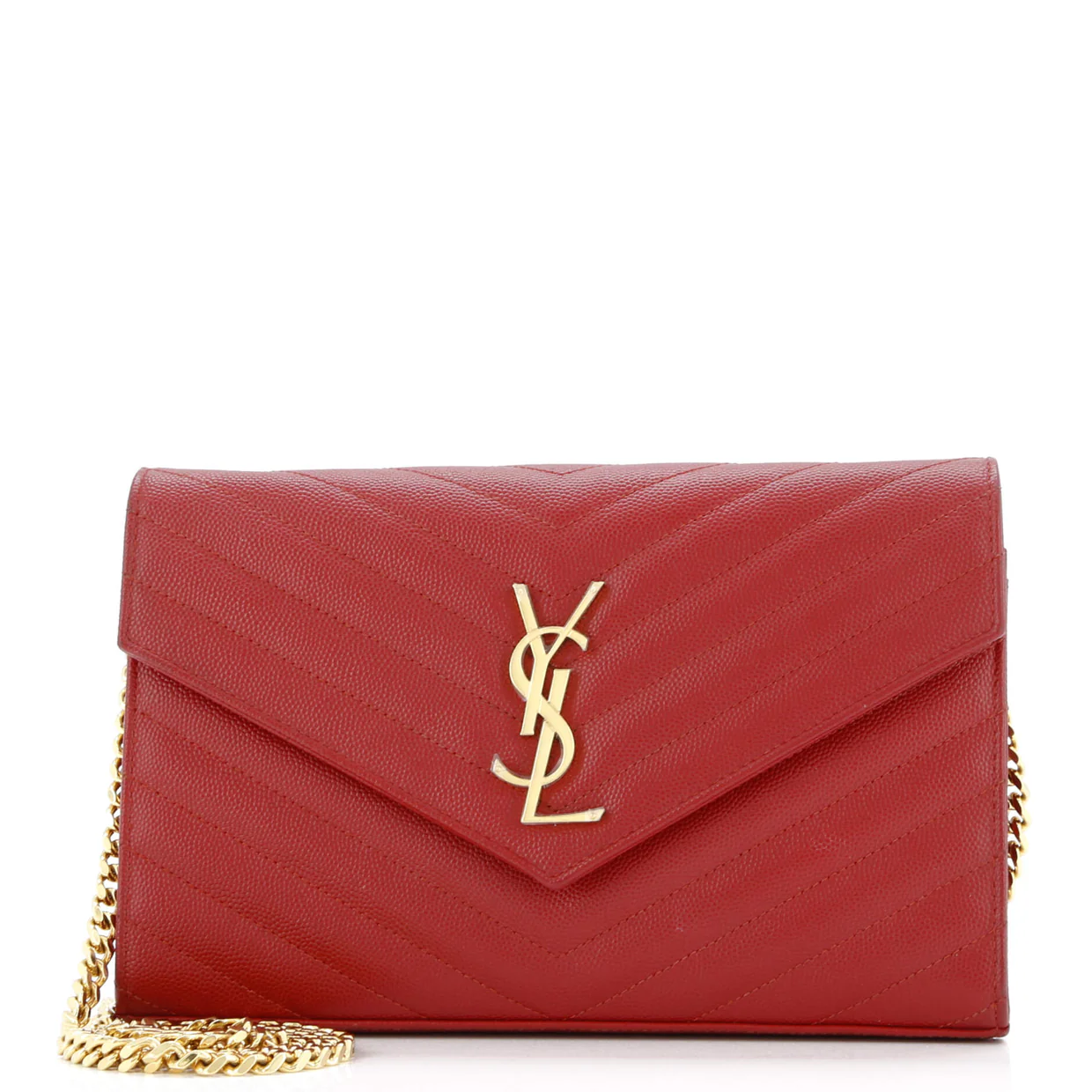 Classic Monogram Wallet on Chain Matelasse Chevron Leather Medium - Deep Luxury