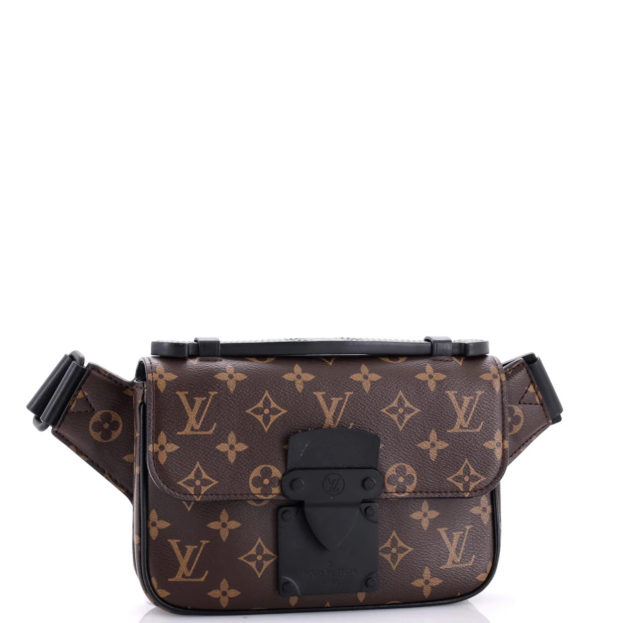 S Lock Sling Bag Macassar Monogram Canvas - Deep Luxury