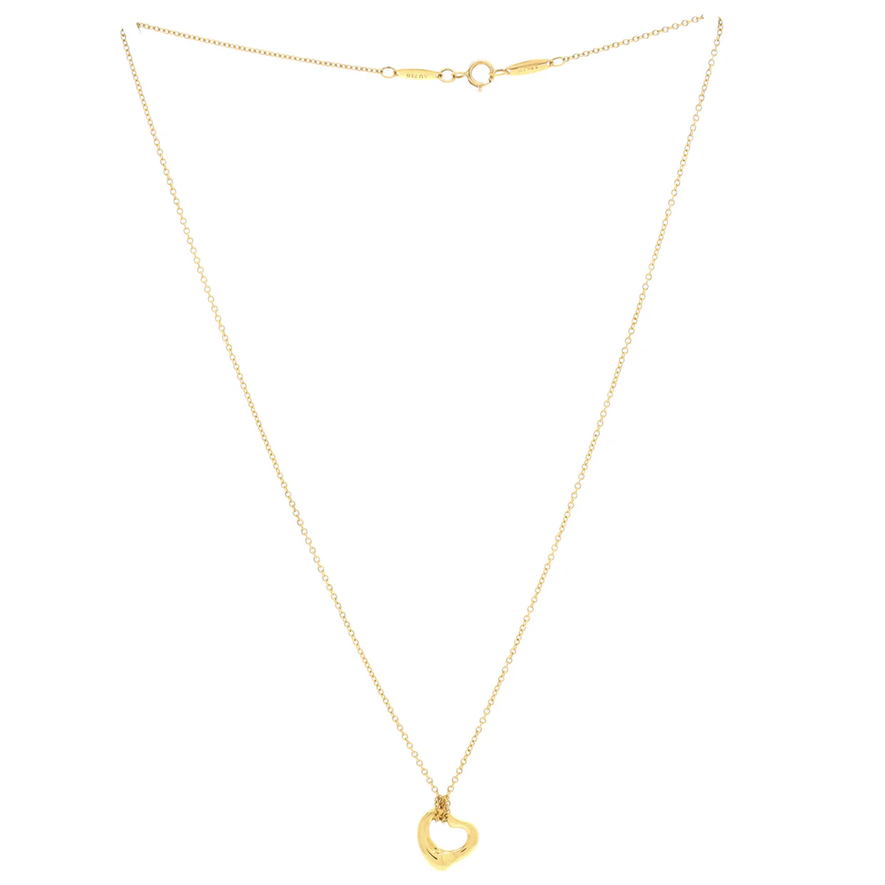 Elsa Peretti Open Heart Pendant Necklace 18K Yellow Gold 11mm - Deep Luxury