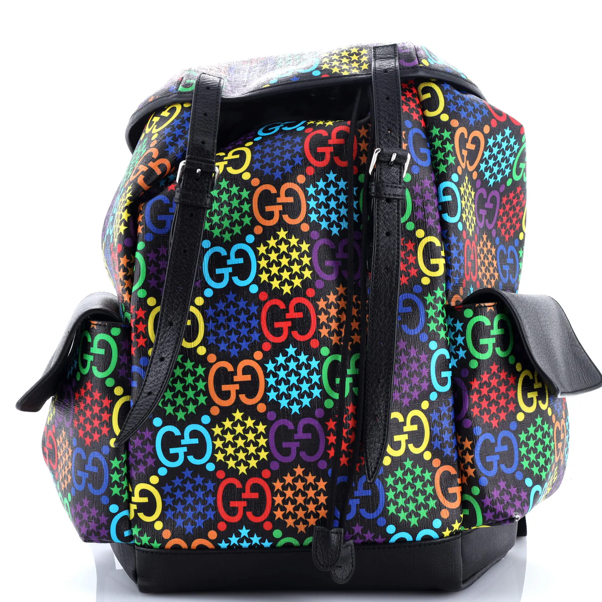 Double Pocket Belt Backpack Psychedelic Print GG Coated Canvas Medium - Deep Luxury