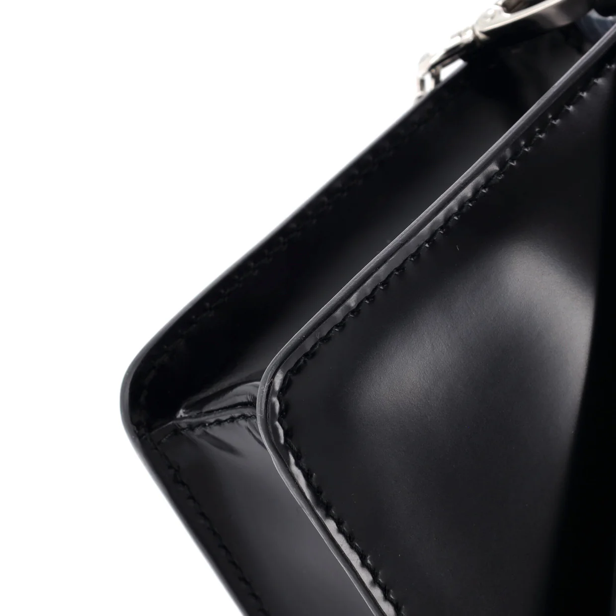 Maxi Triangle Logo Chain Flap Bag Brushed Leather Small - Deep Luxury