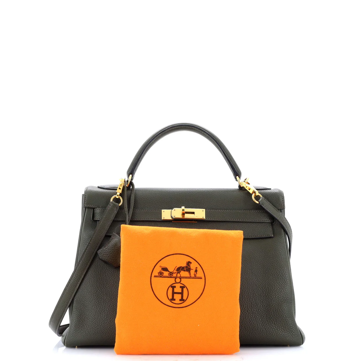 Kelly Handbag Vert Olive Togo with Gold Hardware 32 - Deep Luxury
